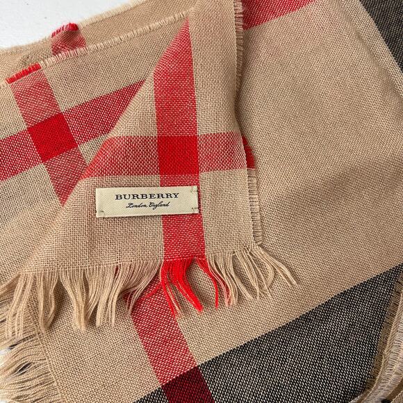 Burberry Plaid Mega Check Wool Cashmere Classic Lightweight Scarf - Picture 3 of 9